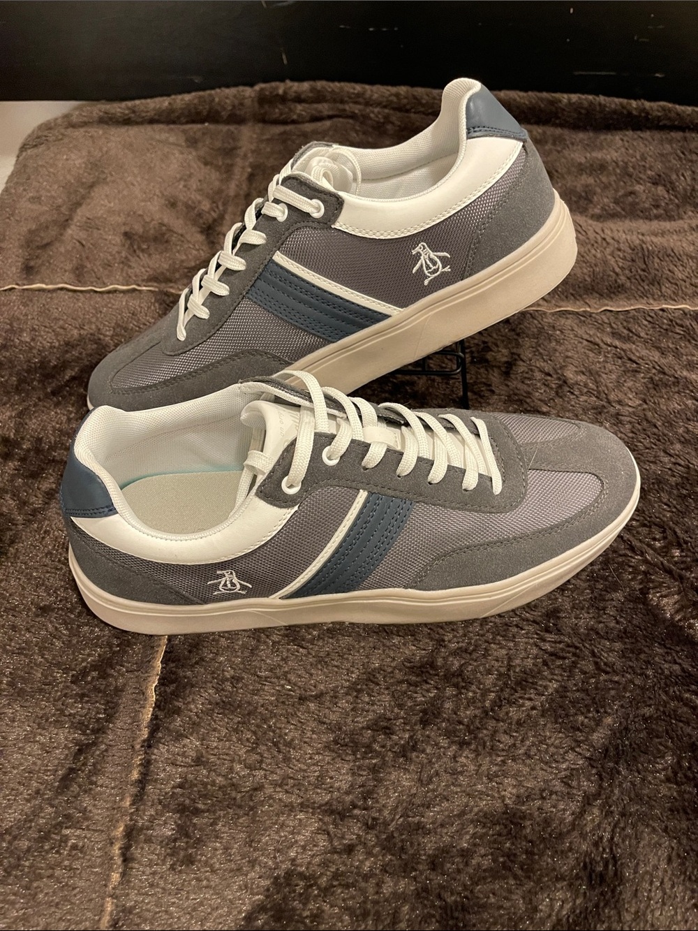 Original Penguin Gray and Blue Low-Top Men's Sneakers